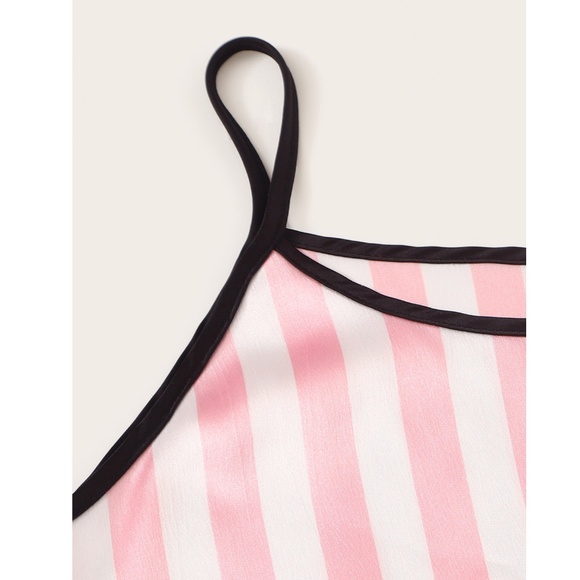 Satin Pink Stripes 4 Piece Pajamas Set - Picture 5 of 16